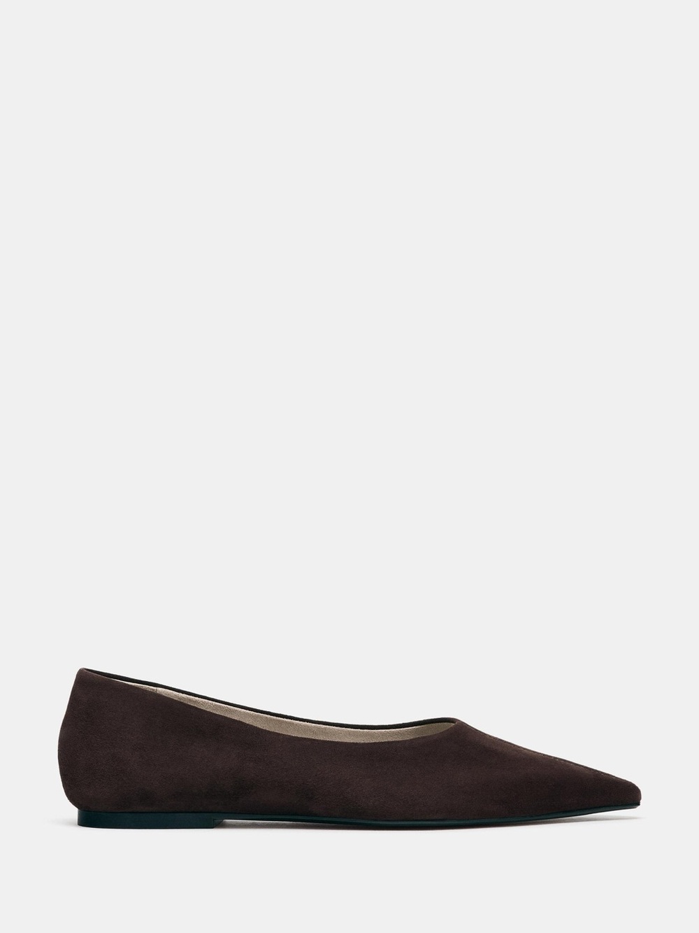 Zara Pointed Toe Ballet Flat in Dark Brown